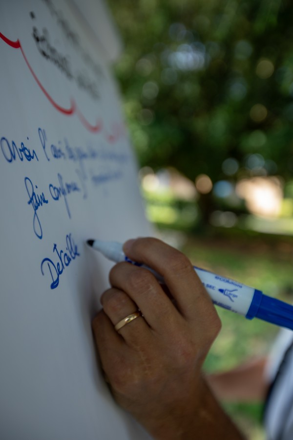 un coopérateur écrit sur un paperboard